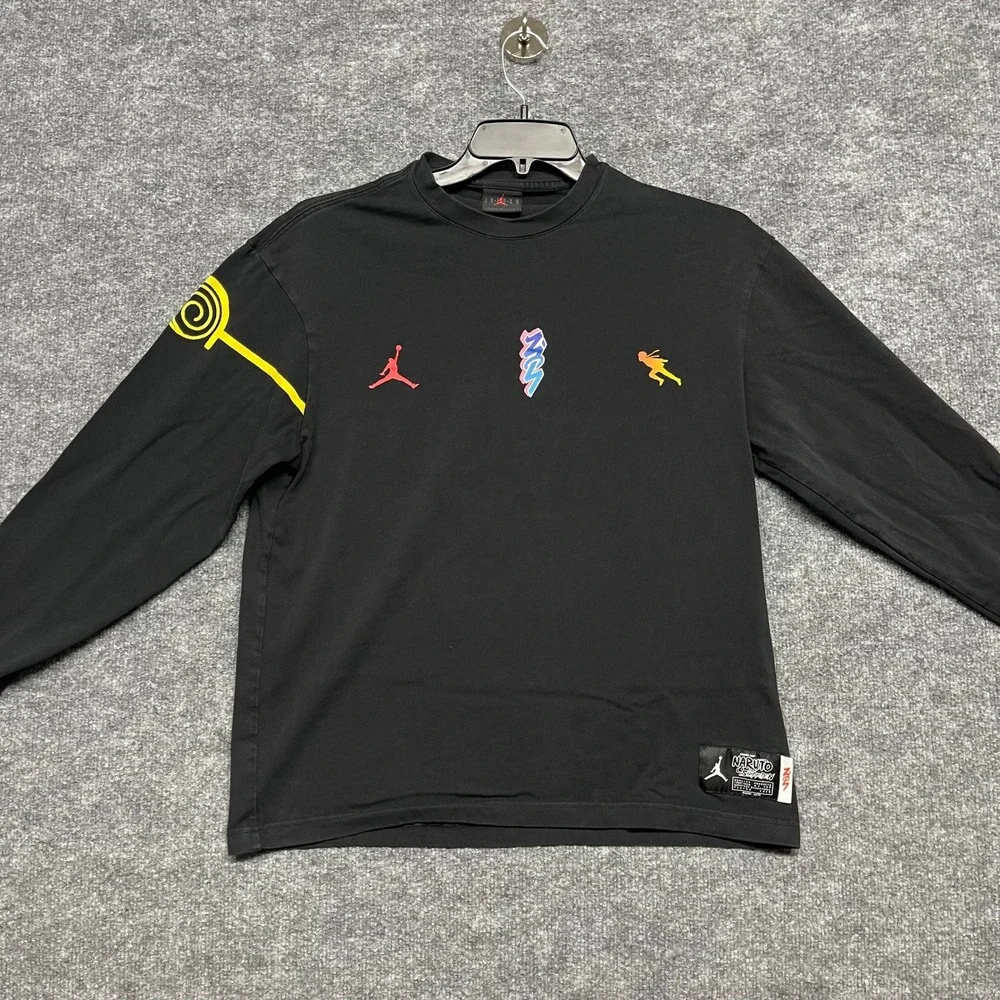 Jordan x Naruto Shippuden Zion Shirt Mens Large Black Kyuubi Long Sleeve DO6597